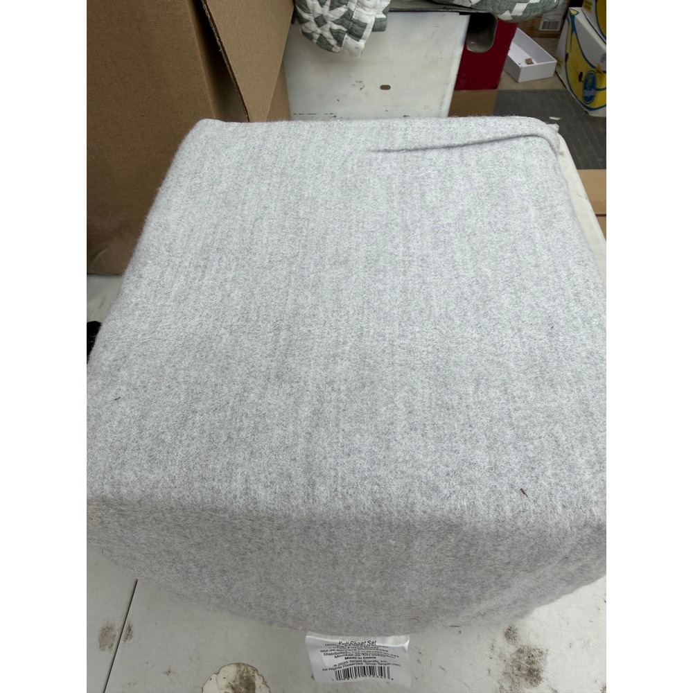 #159 Wondershop Full Flannel Gray Sheet Set 4pc 14in Deep Pocket Bedding Gray